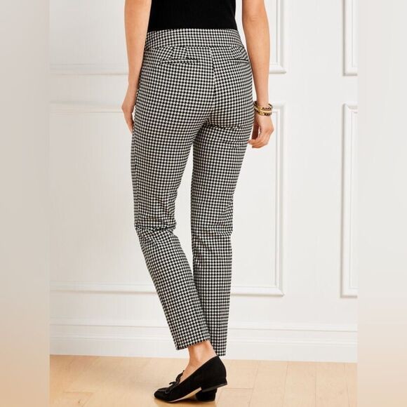 Talbots Bold Houndstooth Chatham Stretch Ankle Pant Black White Size 10 - Picture 5 of 12